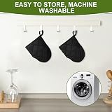AUAUY 1 Pair Short Neoprene Cotton Oven Mitts Black Non-Slip Loop view 7
