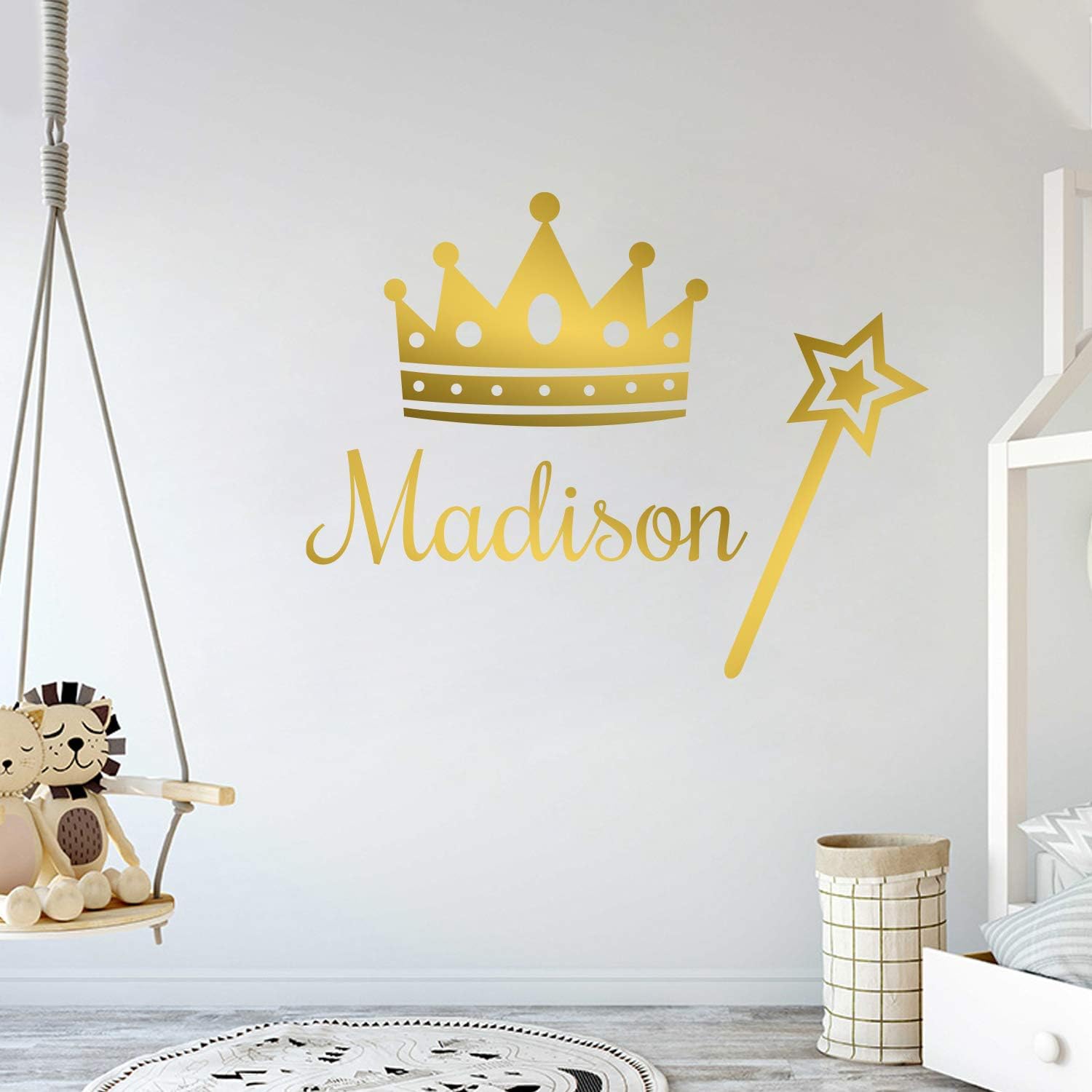 Multiple Font Princess Decor - Personalized Name Princess Wall Decal - Nursery Baby Girl Decoration - Mural Wall Decal Sticker for Home Interior Decoration Car Laptop (M382V2)