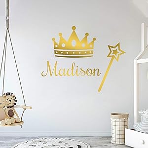 Multiple Font Princess Decor - Personalized Name Princess Wall Decal - Nursery Baby Girl Decoration - Mural Wall Decal Sticker for Home Interior Decoration Car Laptop (M382V2)