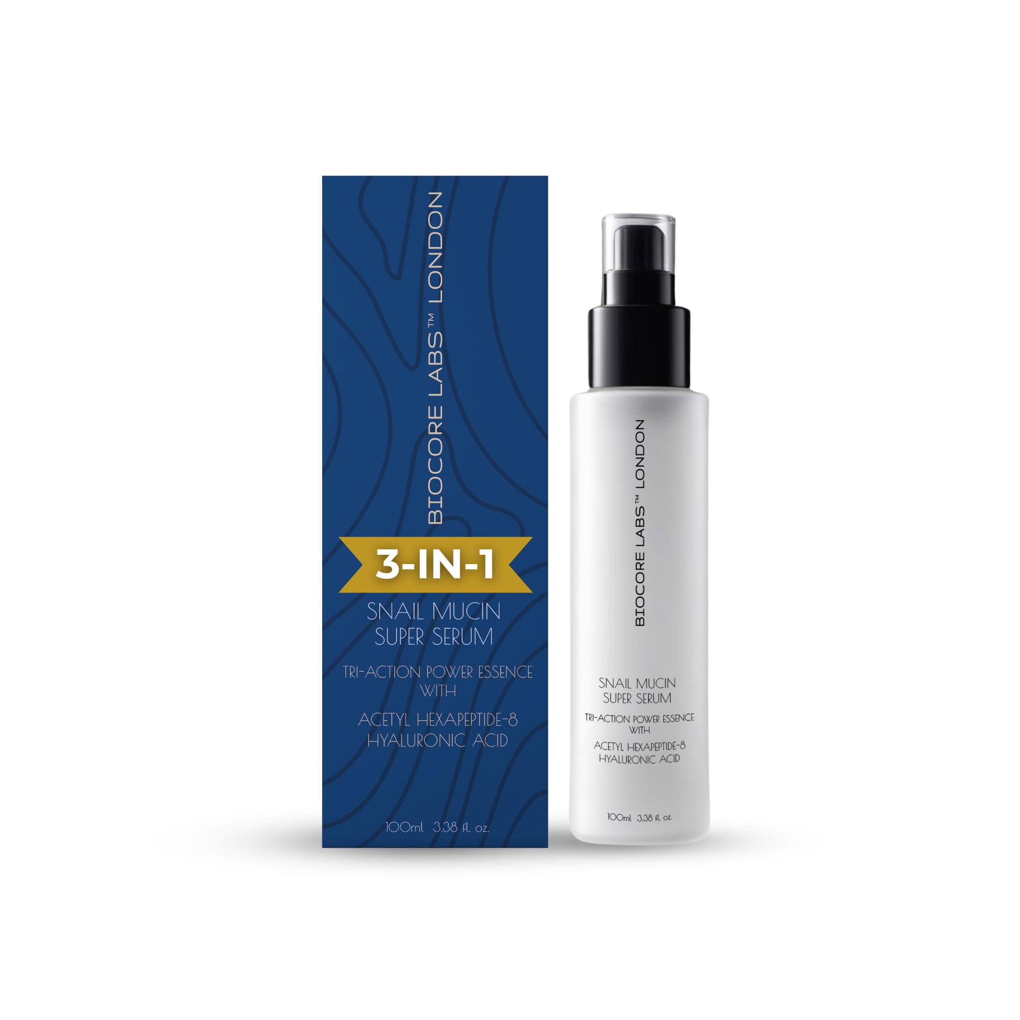Advanced 3 IN 1 SUPER SERUM infused with FACELIFT Argireline Peptide by BIOCORE LABS™ Anti Aging,Moisturizing,Firming Snail Mucin Serum for Face 100ml