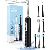 UNINGOPI Electric Toothbrush with Water flosser, 3 in 1 Teeth Cleaning Kit with 7 Modes, Electric Toothbrush and flosser Combofor Adults, Water Flosser Portable for Travel and Home (Black)