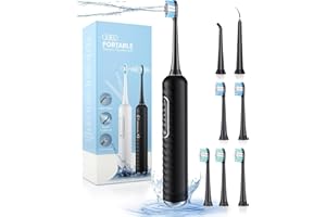 UNINGOPI Electric Toothbrush with Water flosser, 3 in 1 Teeth Cleaning Kit with 7 Modes, Electric Toothbrush and flosser Combofor Adults, Water Flosser Portable for Travel and Home (Black)