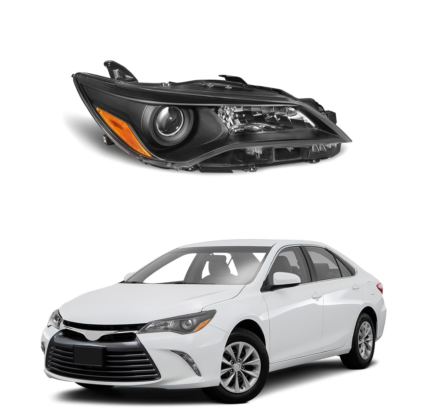 wildwolf headlights assembly compatible with 2015 2016 2017 le se xle toyota camry, halogen headlamp