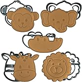 Moose Goods Safari Animal Cookie Cutters with Stamps – 5-Pcs Cookie Cutter Set with Elephant, Giraffe, Monkey, Lion & Crocodile – Cute Cookie Cutter Variety Pack for Cookies, Cakes, Fondant, Biscuits