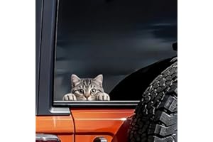 FDTCYDS 2 pcs Adorable Gray Tabby Cat Peeking Expressive Eyes Funny Car Bumper Sticker,6 Inch Vinyl Decal, Waterproof,Die-Cut for Cars,Windows,Laptops -Gray