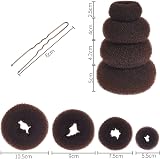 DBOO 4-Piece Brown Hair Doughnut Bun Maker Set with 20 Brown Hair Pins Ballet view 2