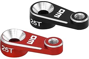 WOAEIUOS 25T Servo Arm Servo Horn Upgrade Accessories for 1/18 TRX4M RC Crawler Car, Black & Red