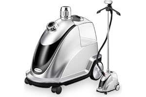 Anthter Steamer for Clothes, 1500W Powerful Standing Garment Steamer with Roll Wheels, 2.4L Water Tank for 90 Mins Continuous Steaming, 35s Fast Heat-up (Silver)