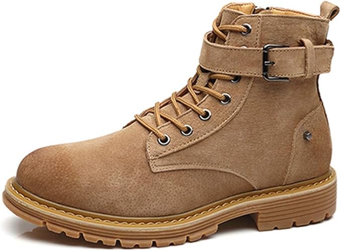 Amazon Awor メンズ ブーツ ショートブーツ 合わせやすい 靴 ハイカット ミリタリーブーツ 防水 防滑 コンバットブーツ おしゃれ ラウンドトゥ エンジニアブーツ 裏起毛 ワークブーツ 衝撃吸収 ヒール3 8cm サイドジップブーツ ビジネスシューズ