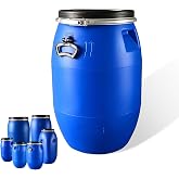 Blue Plastic Drum, Food Grade Barrel with Lid, for Shipping and Storage, Air Tight Design, Water Drum, Rain Barrel Alternative(30L)