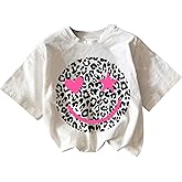 WDIRARA Girl's Leopard Graphic T Shirt Crew Neck Short Sleeve Tee Shirts Cute Tops