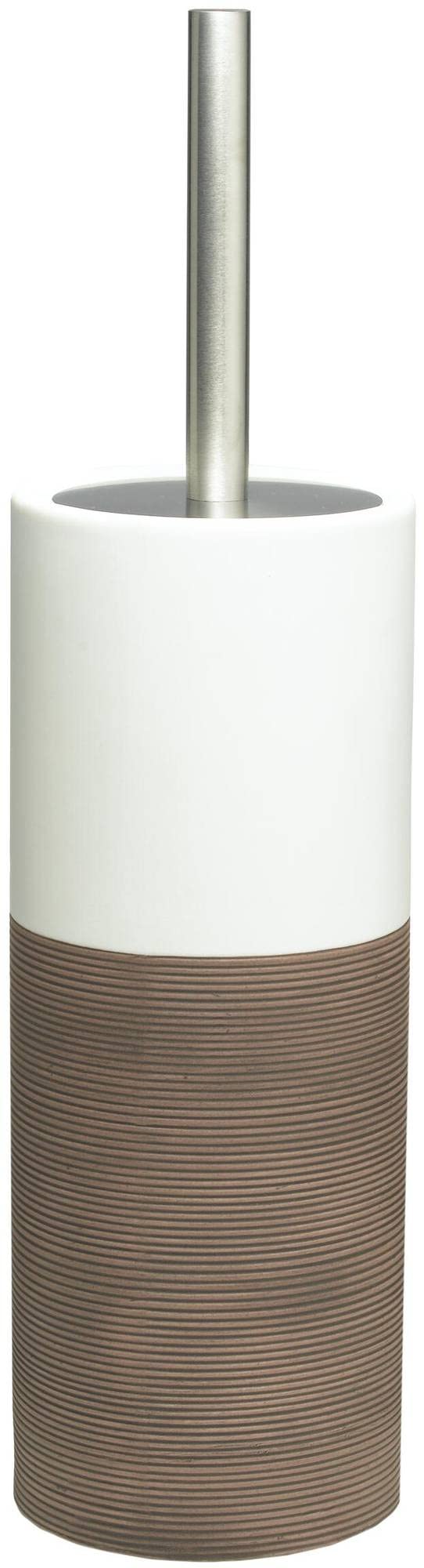 Sealskin Doppio Toilet Brush and Holder, Porcelain, Brown, 10.1 x 38.3 x 10.1 cm