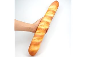 GiftYou Long Fake Baguette and Realistic French Bread - Artificial Cake Dessert Decor and Faux Pastries Food Replica for Kitchen and Bakery Display (Long Dusted Baguette)