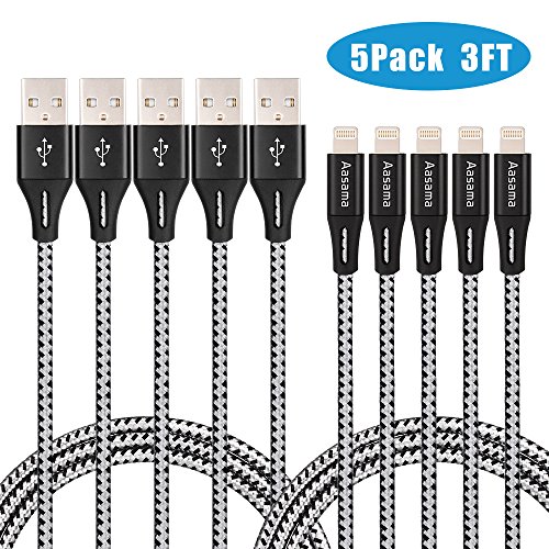 image for AASAMA Lightning Cable, 3 Feet Certified Nylon Braided iPhone Charger 
