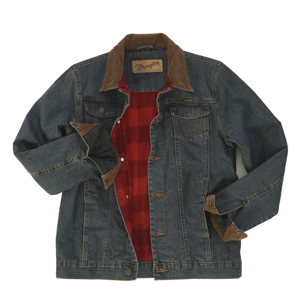 Wrangler Western - Chaqueta con forro Sherpa, color azul rústico, talla grande