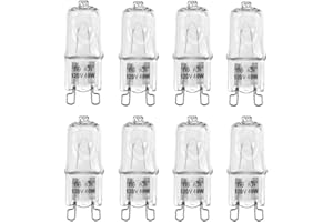 WOKHOK Appliance Light G9 Bulbs,120V T4 Bi-Pin 40W Xenon Small Light Bulb for Chandeliers, Spot Down Lamp, Cabinet Lights, Long Lasting Lifespan with High Brightness, Warm White,8 Pack