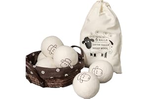 6pcs Wool Dryer Balls, Reusable Fabric Softener Ball, Static Cling for Laundry Removal Wrinkle Removal & Large Dryer Ball Red