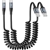 USB Type C Cable Fast Charging, [2 Pack, 3ft] Coiled USB A to Type C Charger Cord for Car USB-C Cable Compatible with iPhone 