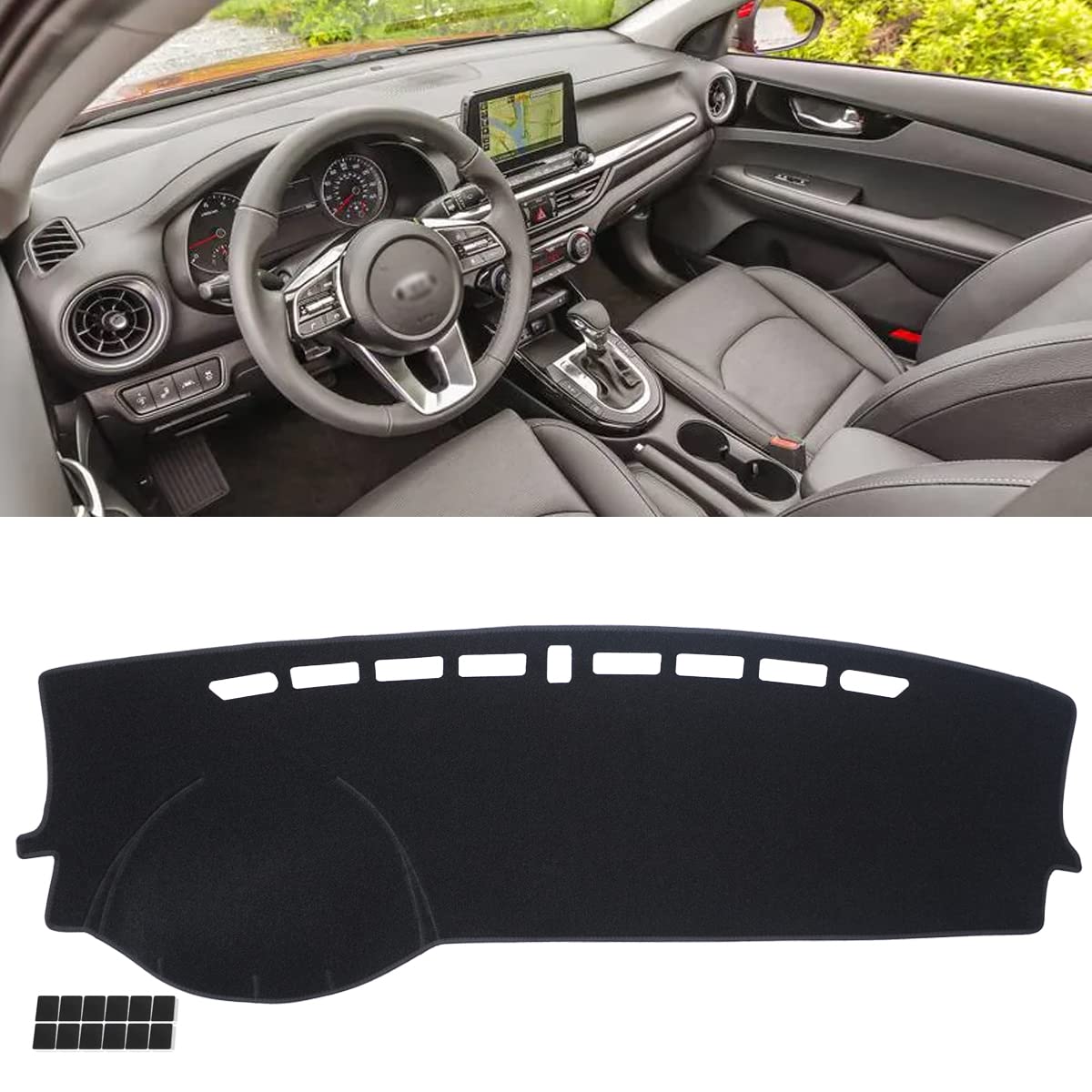 Photo 1 of AUQDD Dashboard Cover Mat Fit for 2019 2020 2021 2022 2023 KI-A Forte, Black Flannel Dash Mat, Anti-Glare, Anti-Reflection, No Peculiar Smell - Fits Vehicle with BD Body Code Models