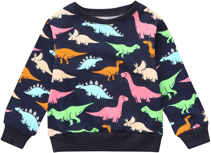 Janly Baby Tops, Girls Boys Cartoon Dinosaur Print T-Shirt Pullover Toddler Long Sleeve Blouse Sweatshirt for 0-7 Years Old Kids