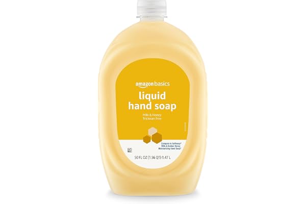 Amazon Basics Liquid Hand Soap Refill, Milk and Honey Scent, Triclosan-Free, Dermatologist Tested, 50 Fluid Ounces
