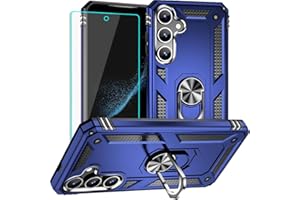 YIAKENG for Samsung Galaxy S24 Case: Galaxy S24 Case with HD Screen Protector - Military Grade Protective Cases with Ring for Samsung S24(Blue)