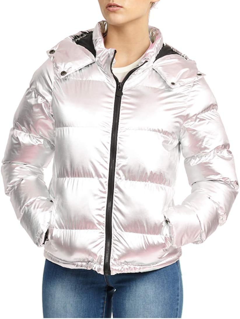 SS7 Women's Padded Winter Parka Jacket, Metallic Silver, Sizes 8 to 16