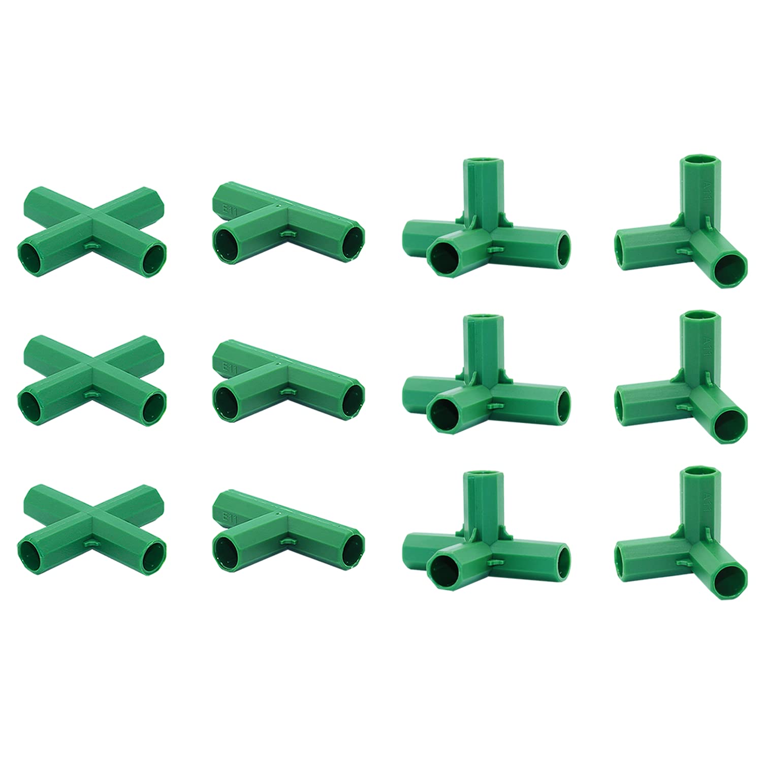 Bykswil 12PCS Fitting 16MM 4 Types Stable Support Heavy Duty Greenhouse Frame Building Connector Suitable for Grape Trellis Sunscreen Shed Gardening