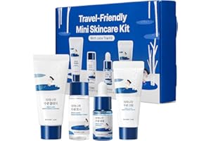 ROUND LAB Birch Juice Moisturizing Mini Kit, 4-Step Travel Size Skincare Set (Cleanser, Toner, Serum, Cream), Daily Skin Care Routine Trial Kit for Acne-Prone and Sensitive Skin, Stocking Stuffers