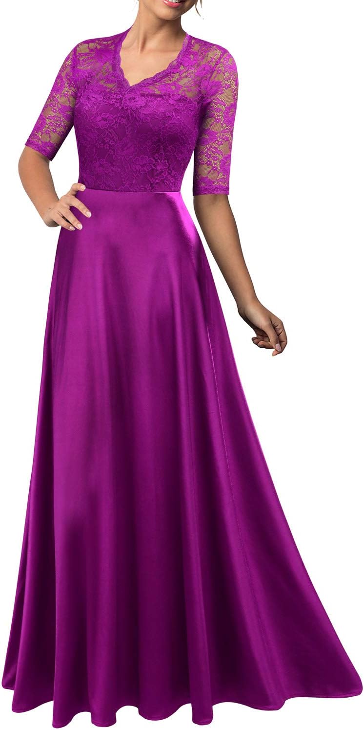 Mmondschein Women's Vintage Floral Wedding Bridesmaid Evening Long Dress