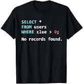 SQL Query Funny SQL Database Admin Programmer T-Shirt Small