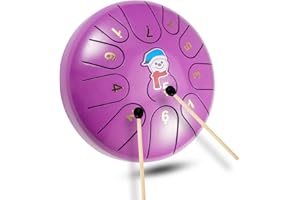 QINGSHI Snowman 6 Inch 11 Note Steel Tongue Drum, HandPan Drum Musical Drums Set, Steel drum Percussion Instruments for Kids,Beginner(Lavender)
