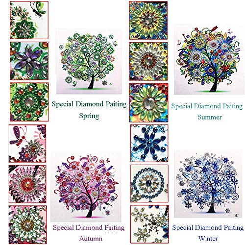 5D DIY Diamond Painting Sets Different Shape Diamond Drawing Tree Cross Stitch Point Drill Painting Living Room Bedroom Wall Decorative Drawing (Four Seasons)