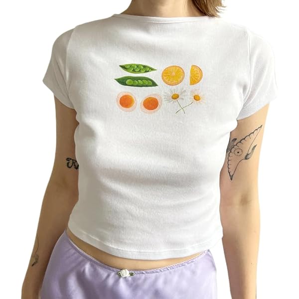 Amiblvowa Crop Top Y2K Con Stampa Frutta – Maglietta Manica Corta Per Ragazze E Donne, Vestiti Estivi Estetici Vintage - 2