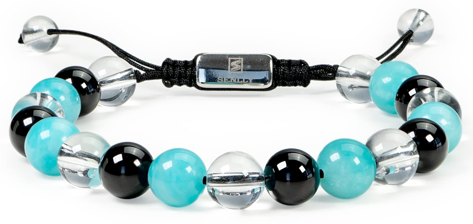 SENLLY Beaded Bracelet - 100% Natural Gemstones - 8mm Beads Multi Protection Energy Bracelet for Men Women