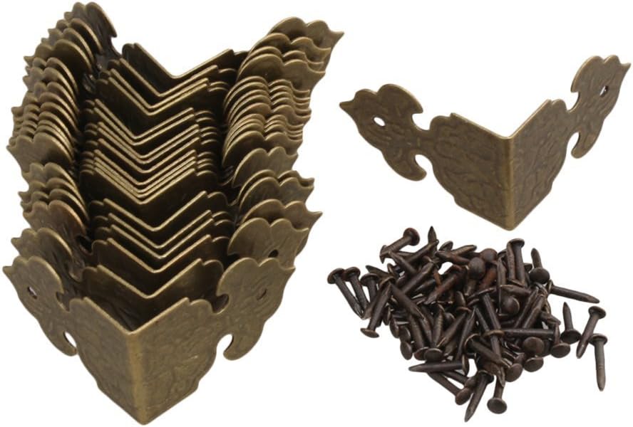Ewead, 24mm Antique Bronze Vintage Guards Desk Edge Cover Furniture Decorative Box Corner Protectors Pack of 20