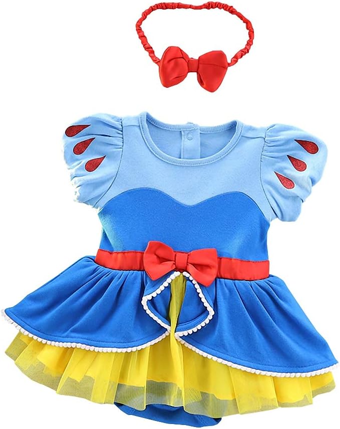 Lito Angels Baby Girls Princess Snow White Bodysuit Onesie Romper with Headband