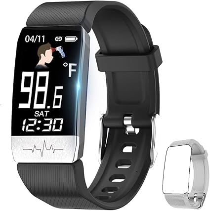 Amazon Com Fitness Tracker Smart Watch With Body Temperature Thermometer Heart Rate Blood Oxygen Blood Pressure Monitor Pedometer Watch With Sleep Monitor Step Tracker For Kids Women Men A Black Gray Sports
