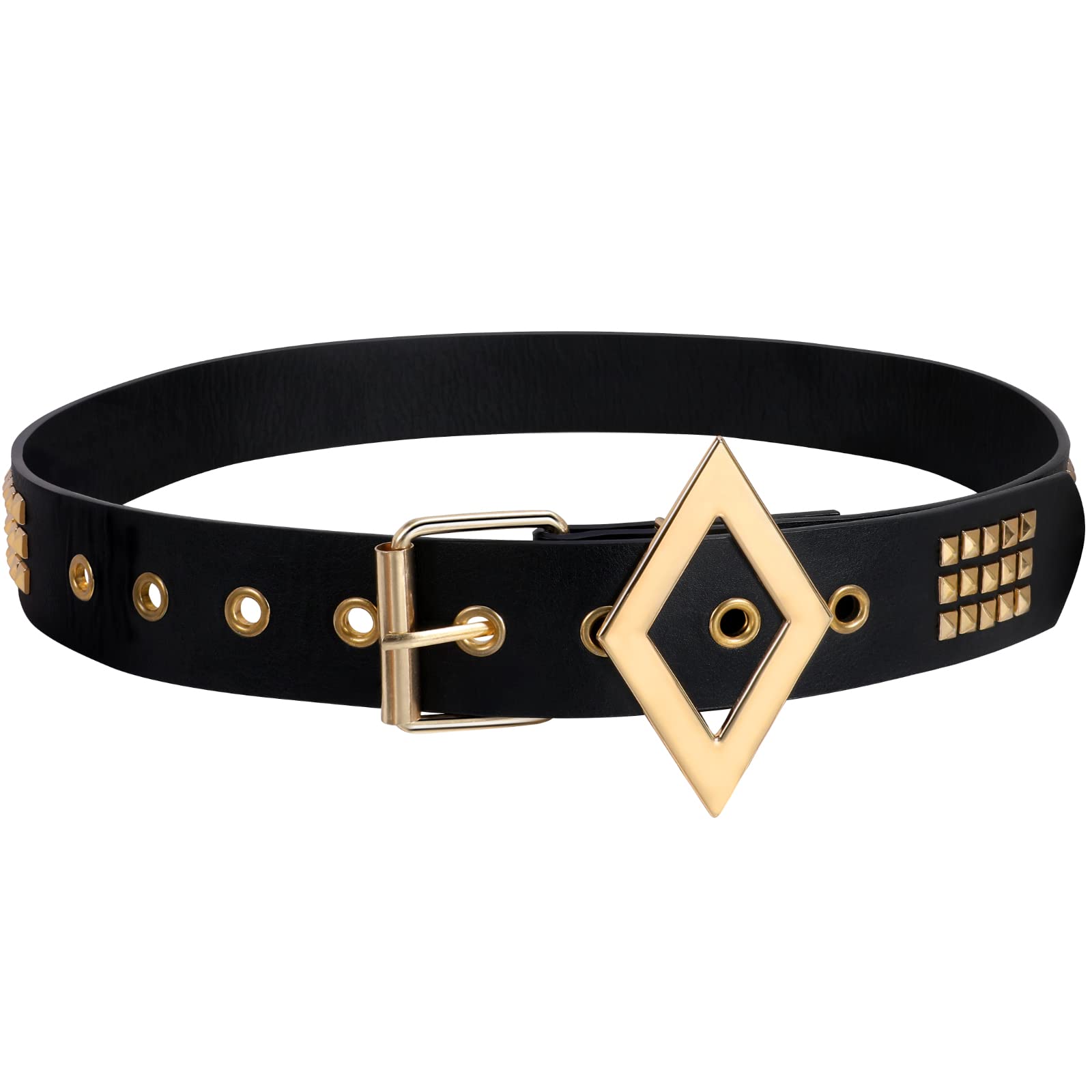 Photo 1 of Balteus Punk Leather Belt,Studded Belt Square Beads Rivet Belt Metal Pyramid Belt for Jeans Cosplay Accessory Outfit