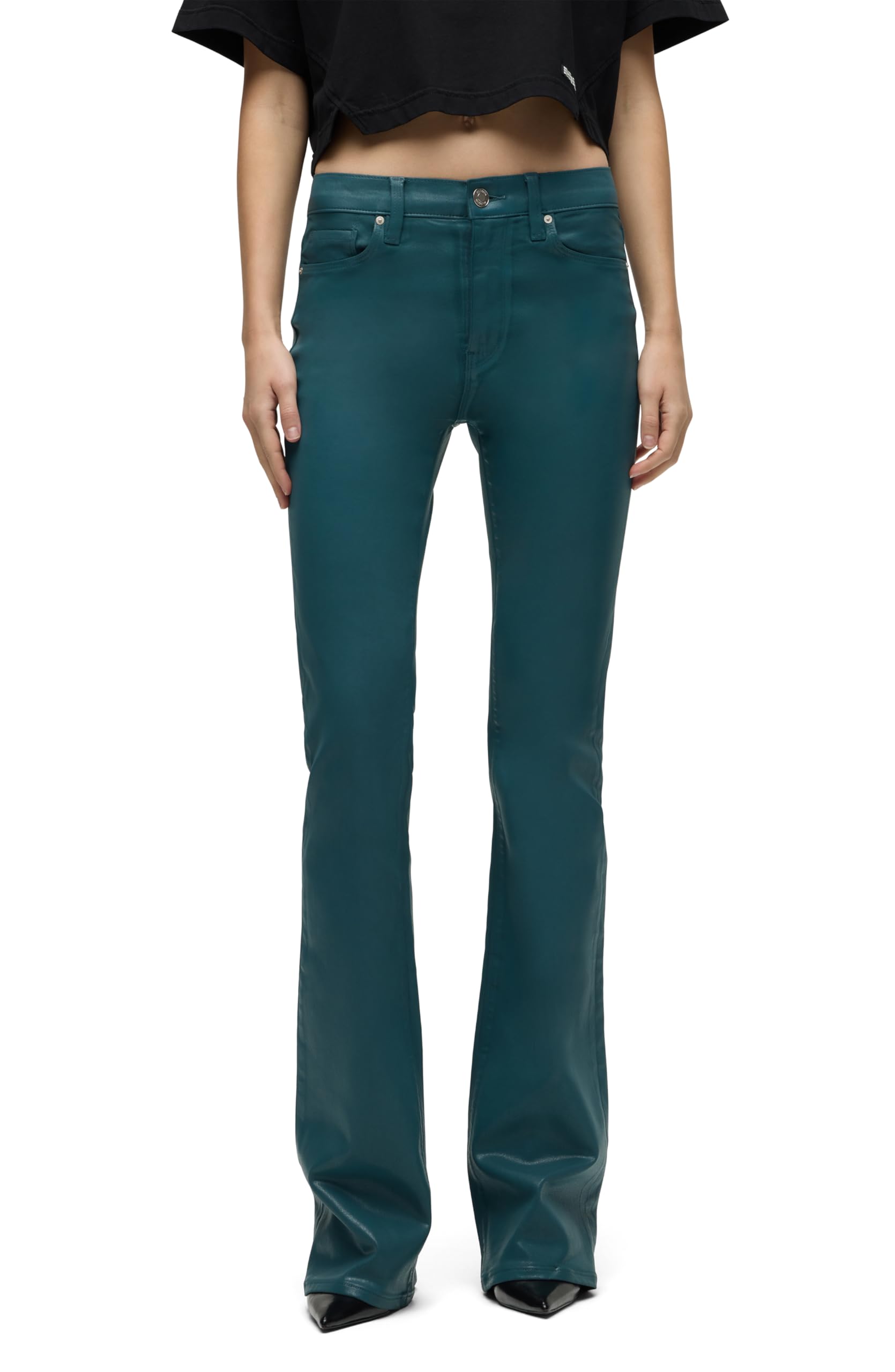 HUDSON Women’s Barbara High Rise Bootcut Jean, Deep Teal Coated