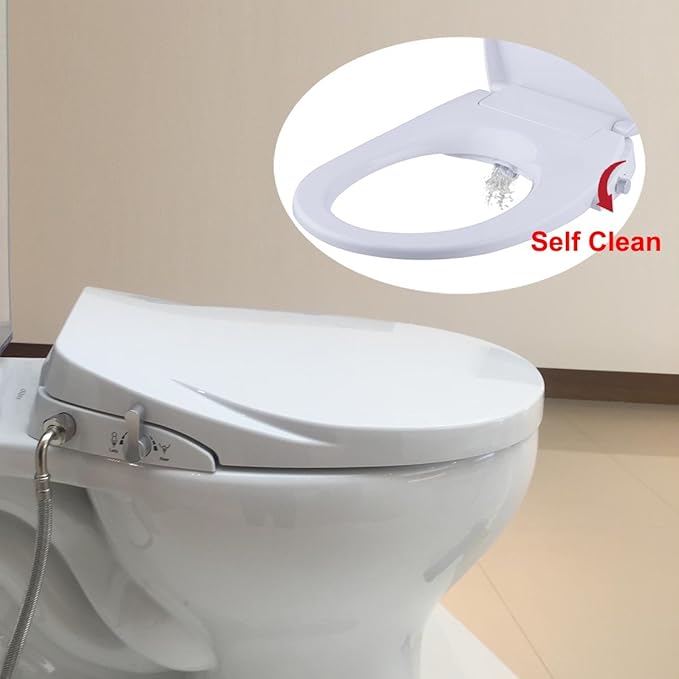 Hibbent Round Bidet Toilet Seats NonElectric with Separated Self