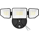 Meloght 65W Dusk to Dawn Flood Lights Outdoor, 6500LM LED Outdoor Light, IP65 Waterproof, 6500K Daylight, 3 Adjustable Heads LED Security Light with Photocell for Yard Garage Porch Black