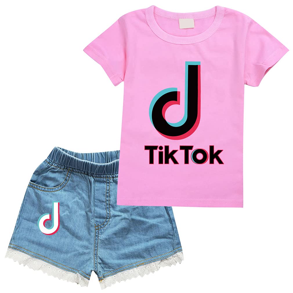 Buy D.O.T TIK Tok Girls Summer Clothes TShirt with Jeans Short Pants