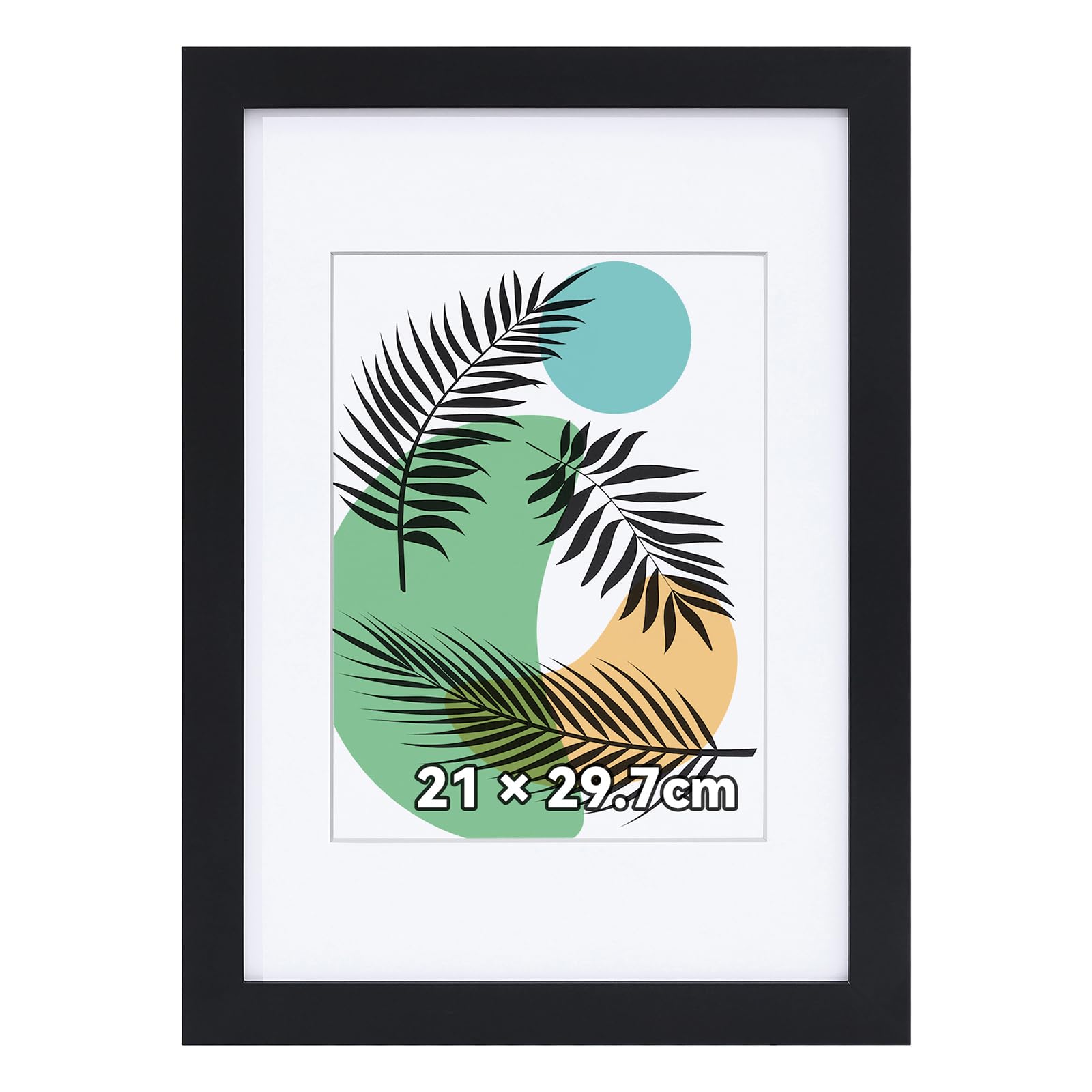 Homaxy A4 Picture Frames Photo Frame Wooden A4 Frame 21x29.7cm Poster Frames with Mount 15x20cm, Black — image 1