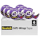 Scotch Gift Wrap Tape, Invisible, 0.75 in. x 650 in., 6 Dispensers/Pack
