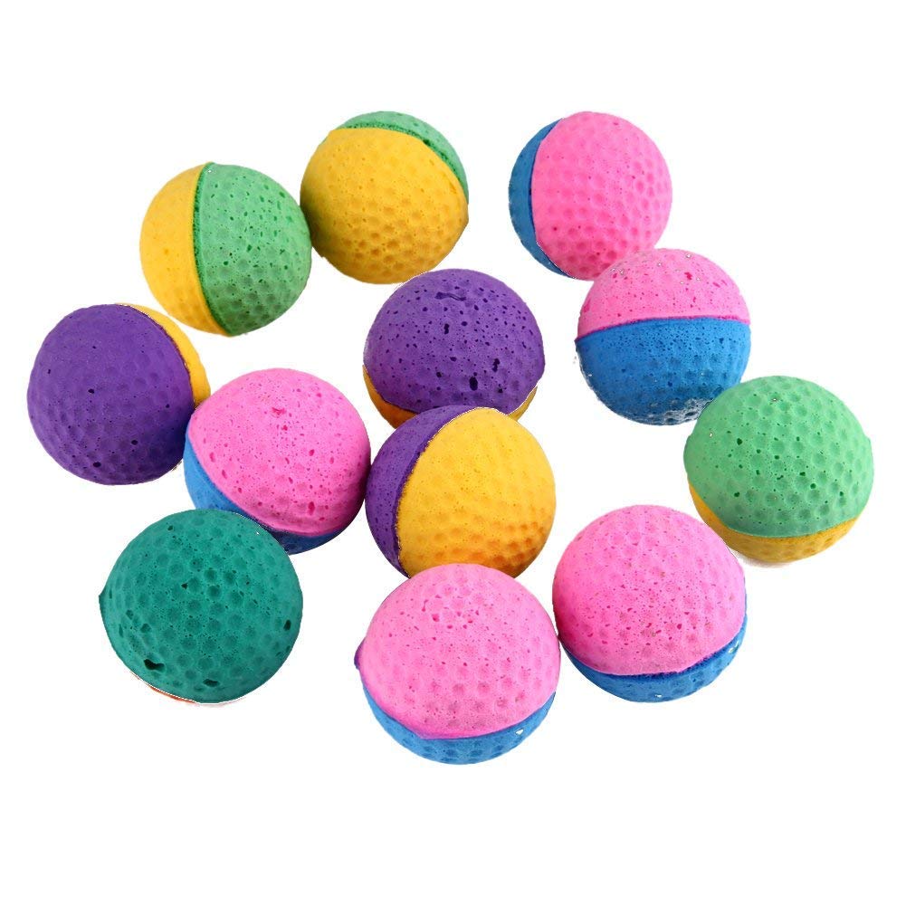 12Pcs Soft Cat Balls - Colorful Latex Scratching Pet Chew Toys, Bite Resistant Training and Treat Balls for Small Dogs, Cats, Kittens