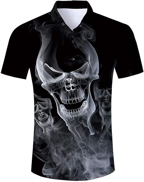 RAISEVERN Verano Hombres impresión Camisa Hawaiana y Conjuntos de Pantalones Cortos Camisetas de Manga Corta Casual con Pantalones Trajes Vacaciones Usan Botones de Hawai Aloha Ropa S-XXL