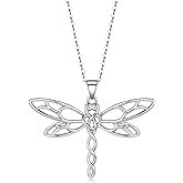 PUPILLEMON Sterling Silver Sun and Moon/Dragonfly/Compass Necklace Jewelry for Women Girls