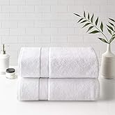 Madison Park 800GSM 100% Cotton Luxurious Bath Towel Set Highly Absorbent, Quick Dry, Hotel & Spa Quality for Bathroom, 34" x 68", White 2 Piece