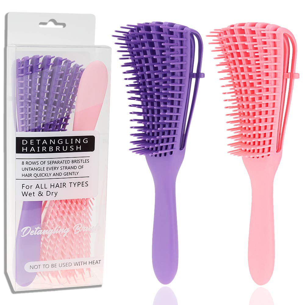 2 Pack Detangling Brush for Curly Hair, ez detangler brush